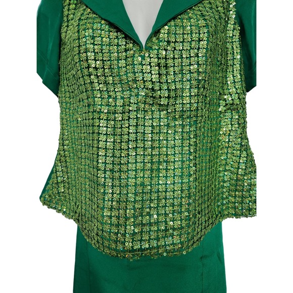 Samy Gicherman Embellished Emerald Green Silk Skirt Set XL/2XL - Picture 2 of 6